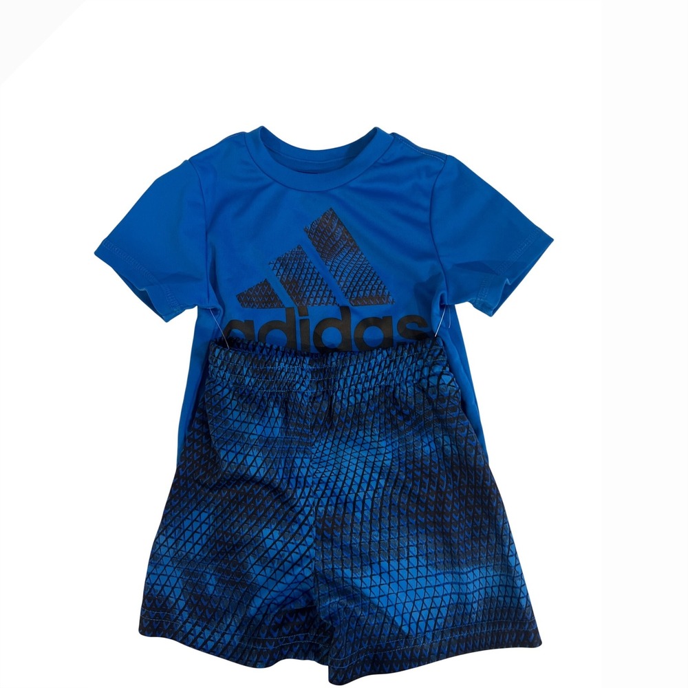 Adidas Kids Blue 2 Piece T-Shirt and Shorts Set Activewear 12M 12 Months